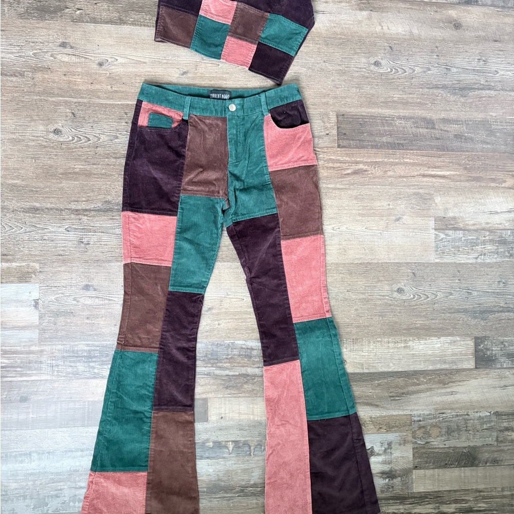 Dolls Kill Current Mood Wonderstruck Outfit•Set Patchwork Small Jeans+Top